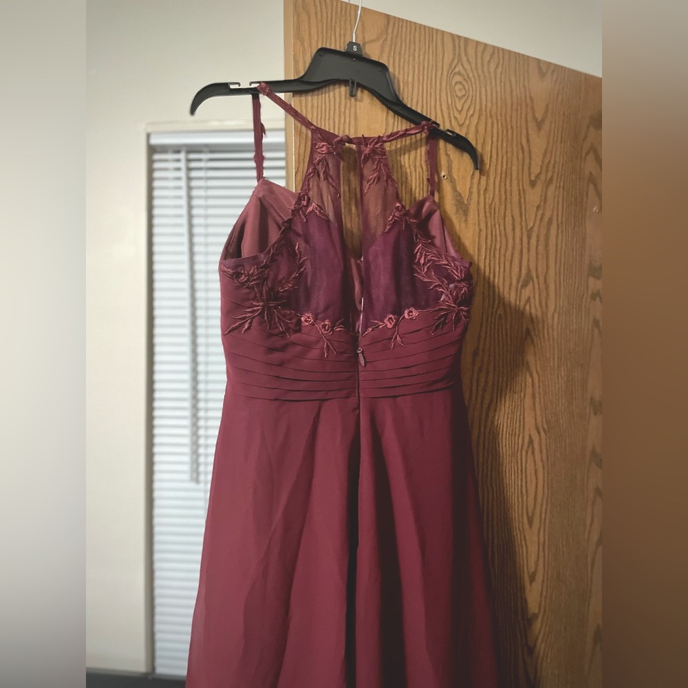 Beautifully detailed Cabernet/Burgundy Bridesmaids dress.
